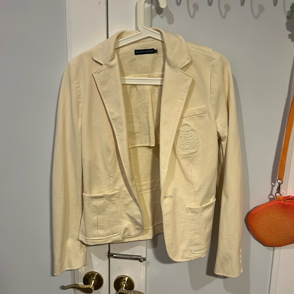 USED Vintage Polo Ralph Lauren Women Blazer Jacket White Cream Size M